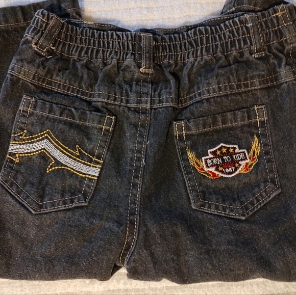 Black Denim Straight Leg Jeans with "Born To Ride" patches Sz.24m - Picture 4 of 4